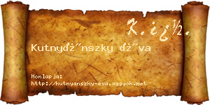 Kutnyánszky Éva névjegykártya